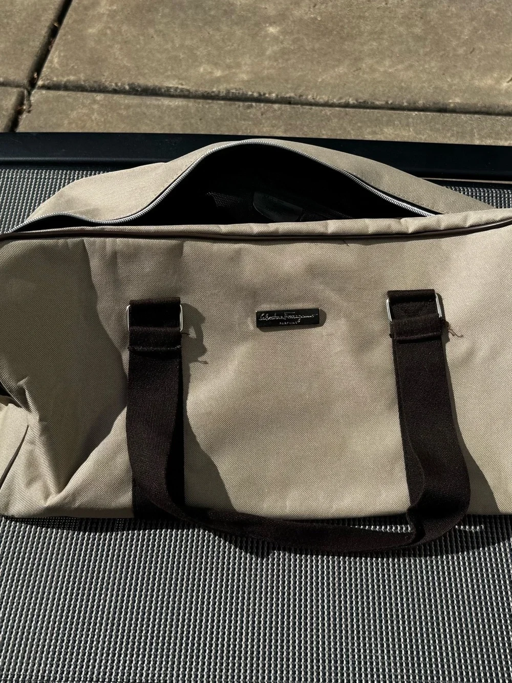 Salvatore Ferragamo Parfums Italy Beige Travel Duffel Weekender Bag